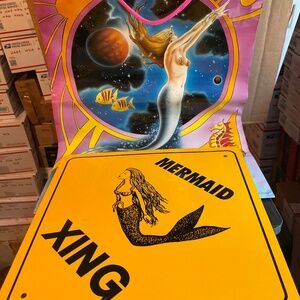 Mermaid gift bag and mermaid  metal crossing sign. K154